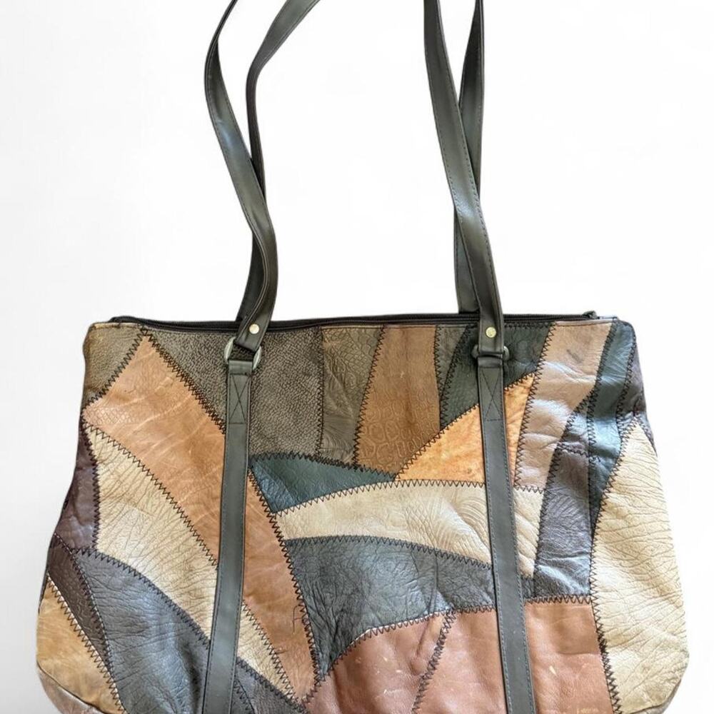 Vintage 1980s 90s patchwork leather bag